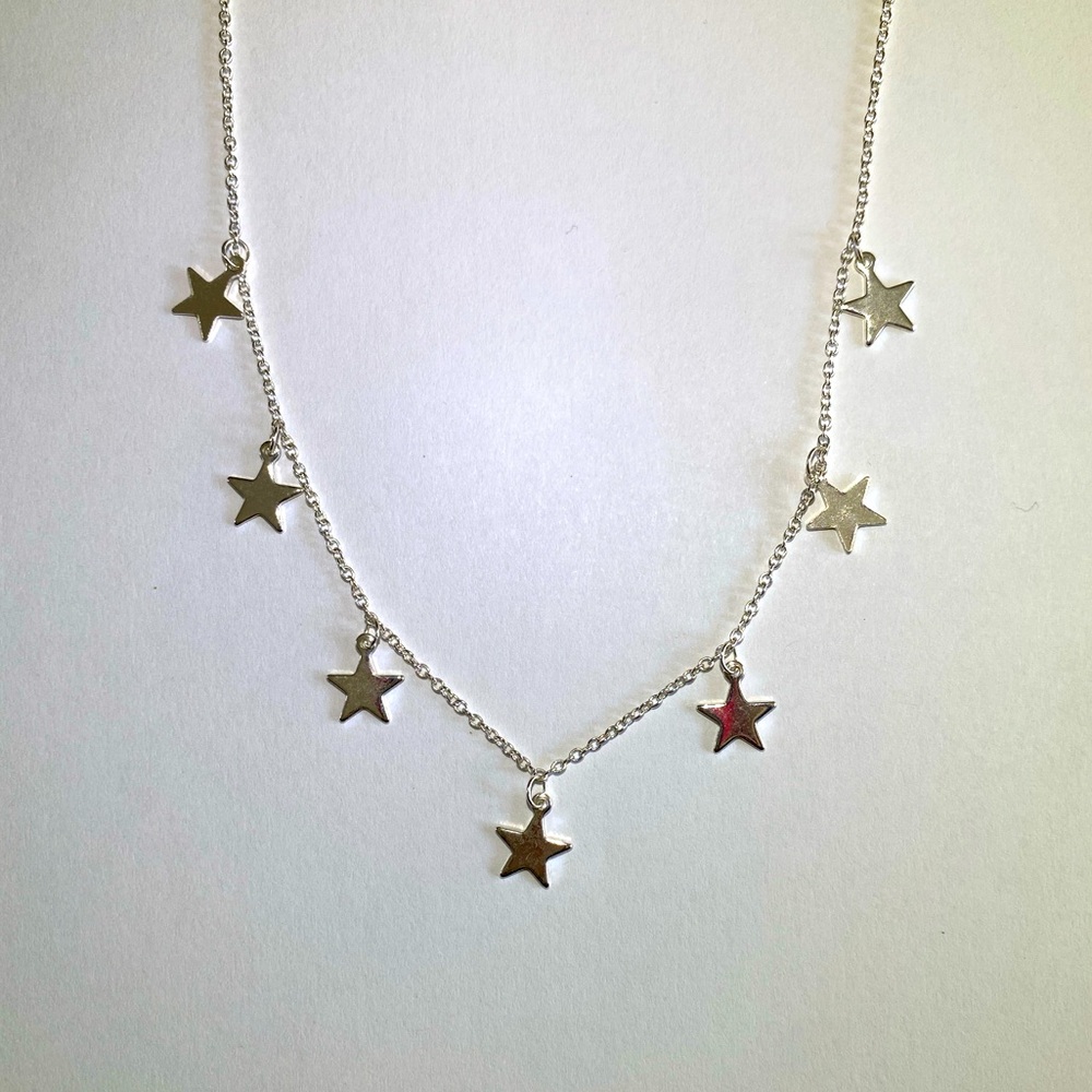 Y2K silver star necklace
